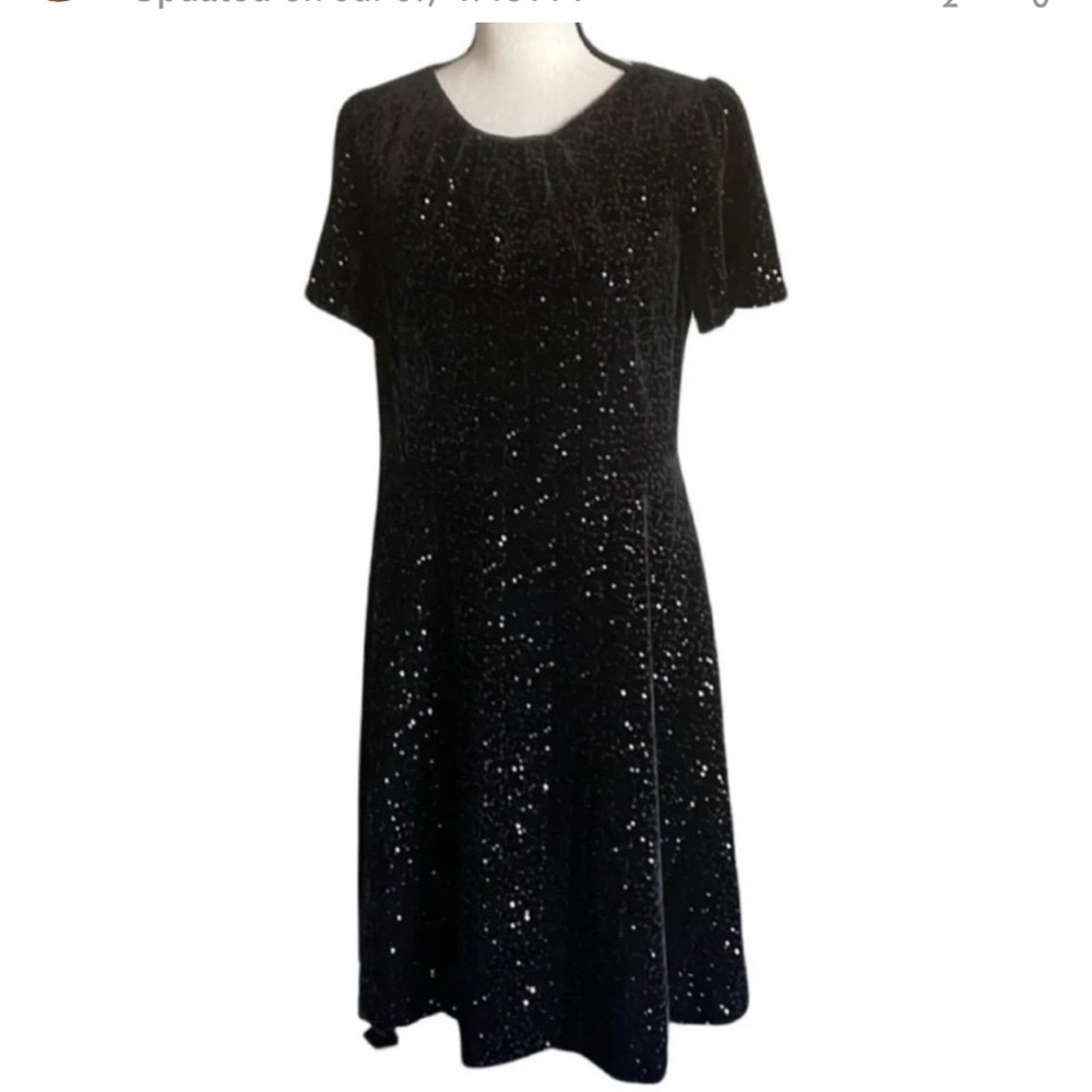 RSVP by Talbots 6 NWOT Black Velvet Sequin Social Dress Party Cocktail Dinner